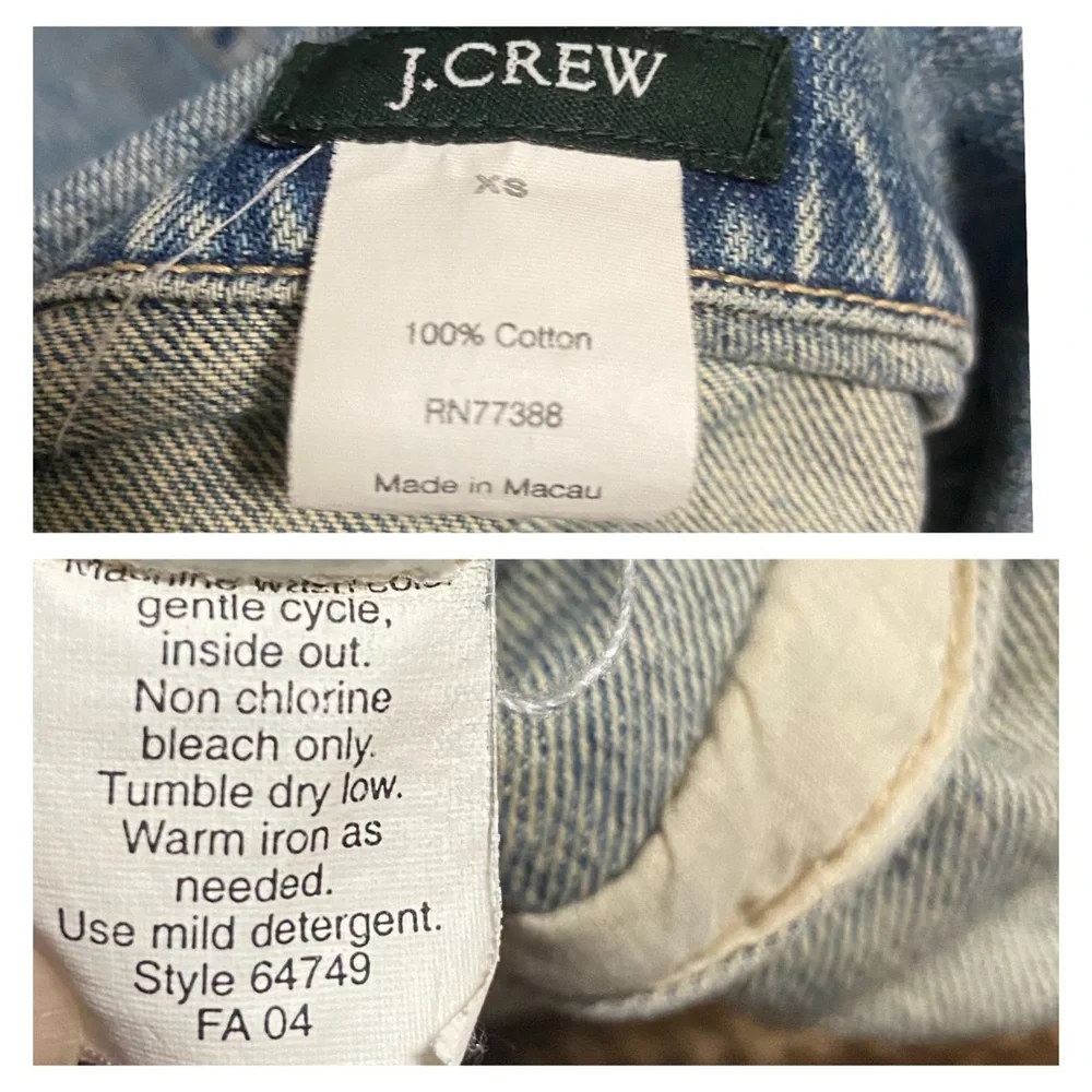 J Crew Vintage Washed  Denim Jean Trucker Jacket Blue